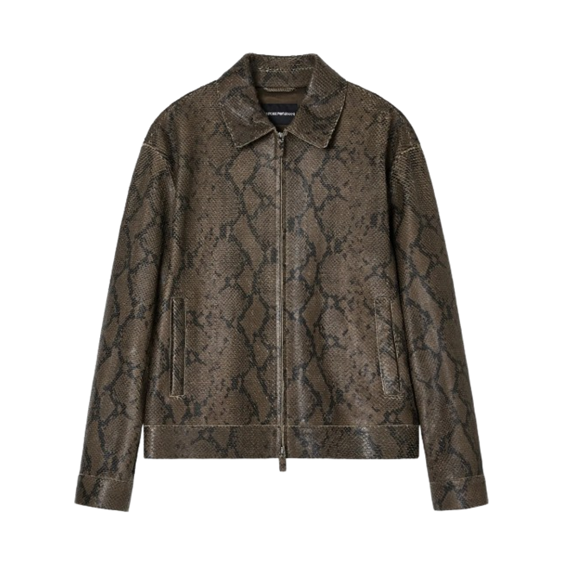 EM003543AF19268U7001 Emporio Armani Python Print Lambskin Nappa Leather Blouson Brown
