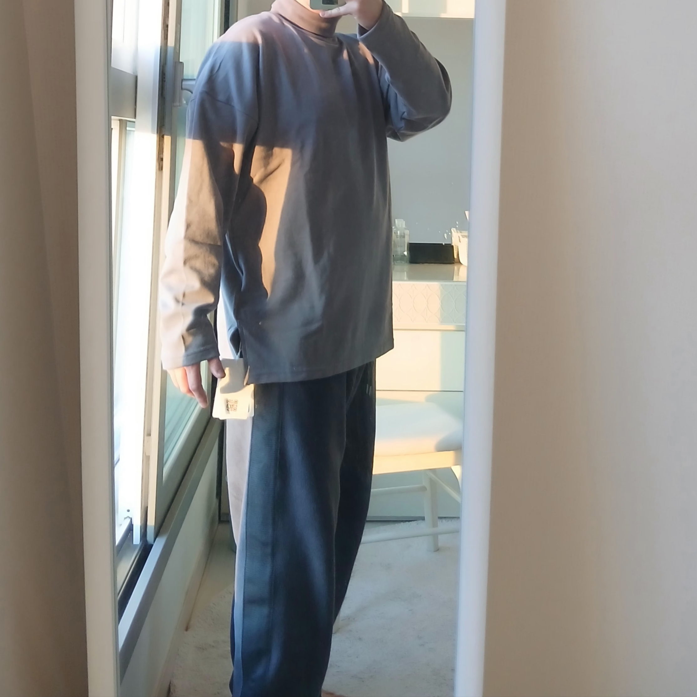 Uniqlo x Needles Fleece Wide Pants Dark Gray - KR 착용 스타일 - 4