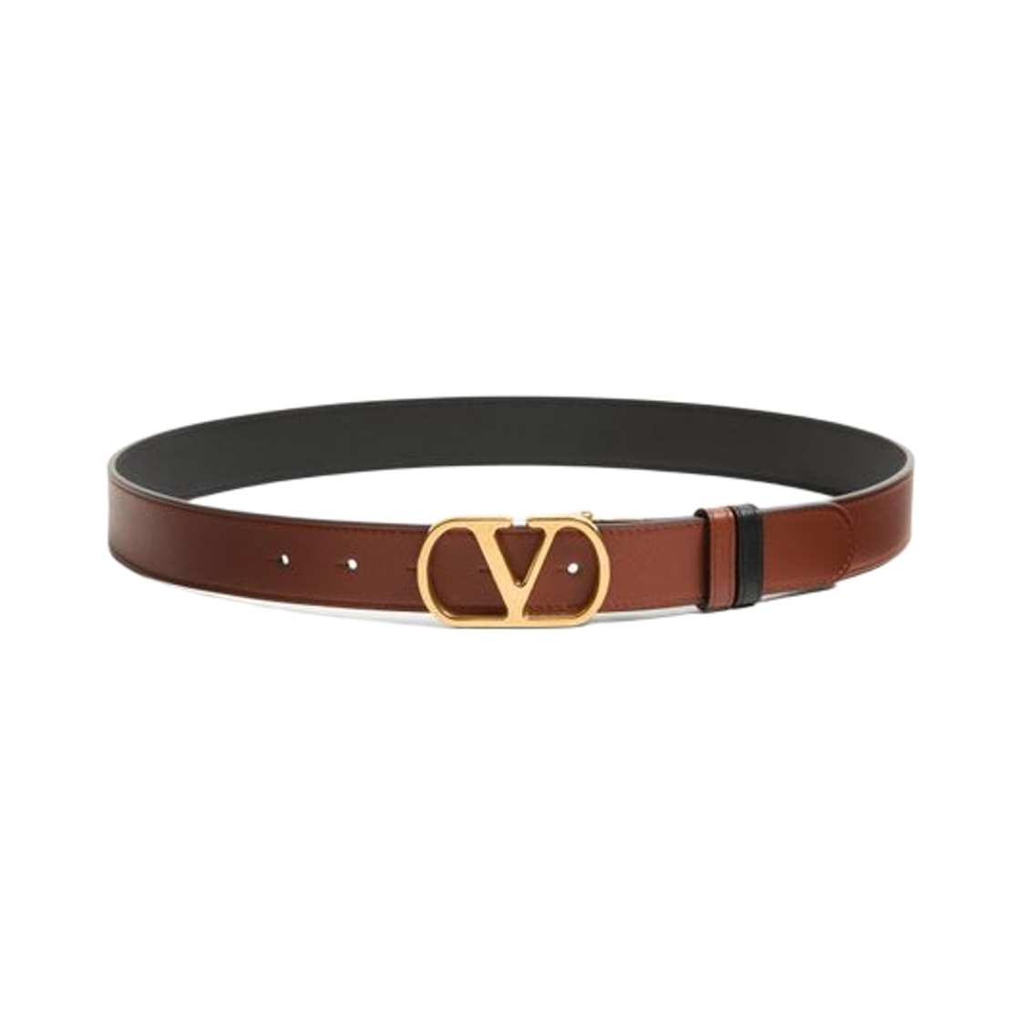 발렌티노 브이로고 시그니쳐 리버서블 샤이니 카프스킨 벨트 30mm 딥 카라멜 블랙(Valentino Vlogo Signature Reversible Shiny Calfskin Belt 30mm Deep Caramel Black) - 1