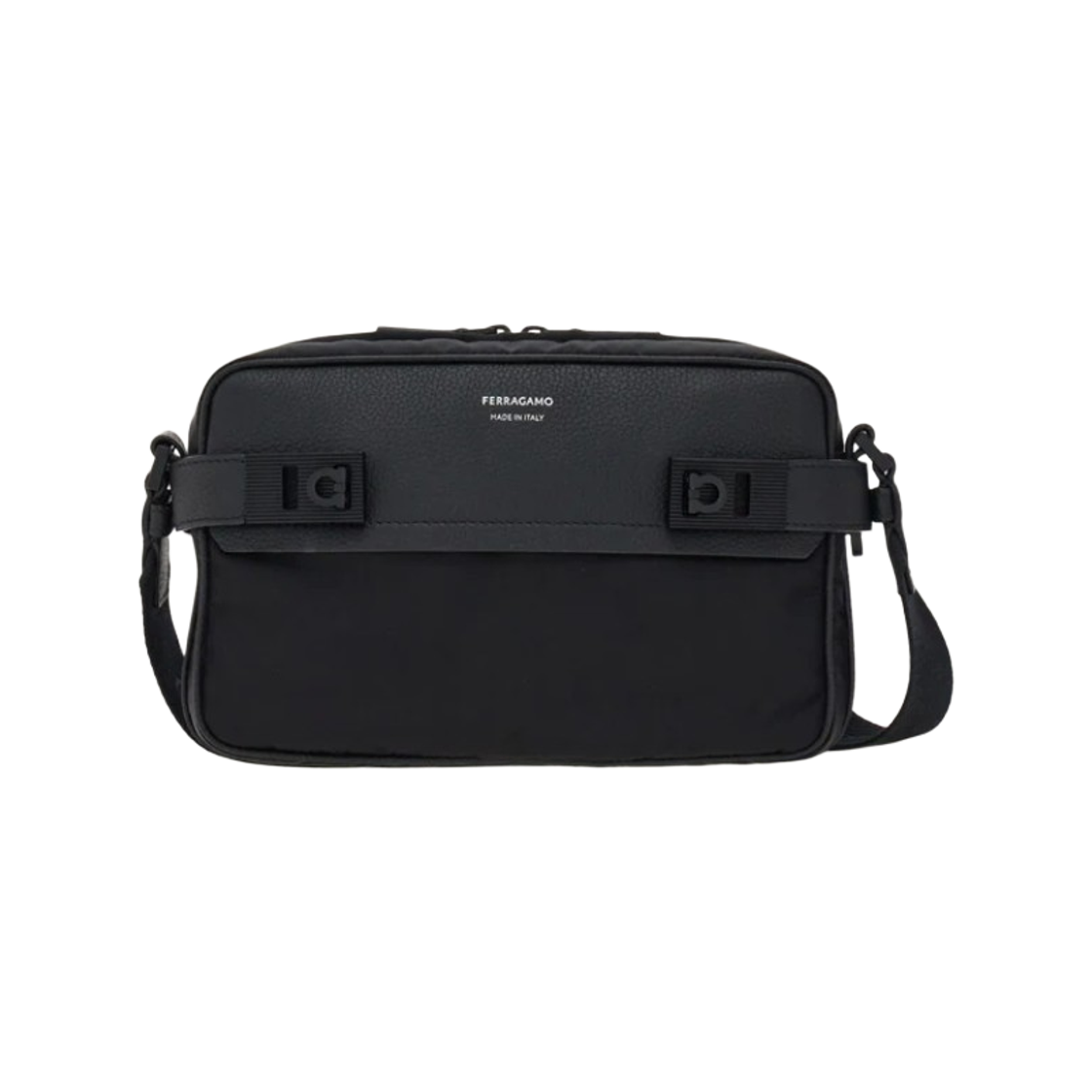 241787-786274 Ferragamo Gancini Buckles Crossbody Bag Black