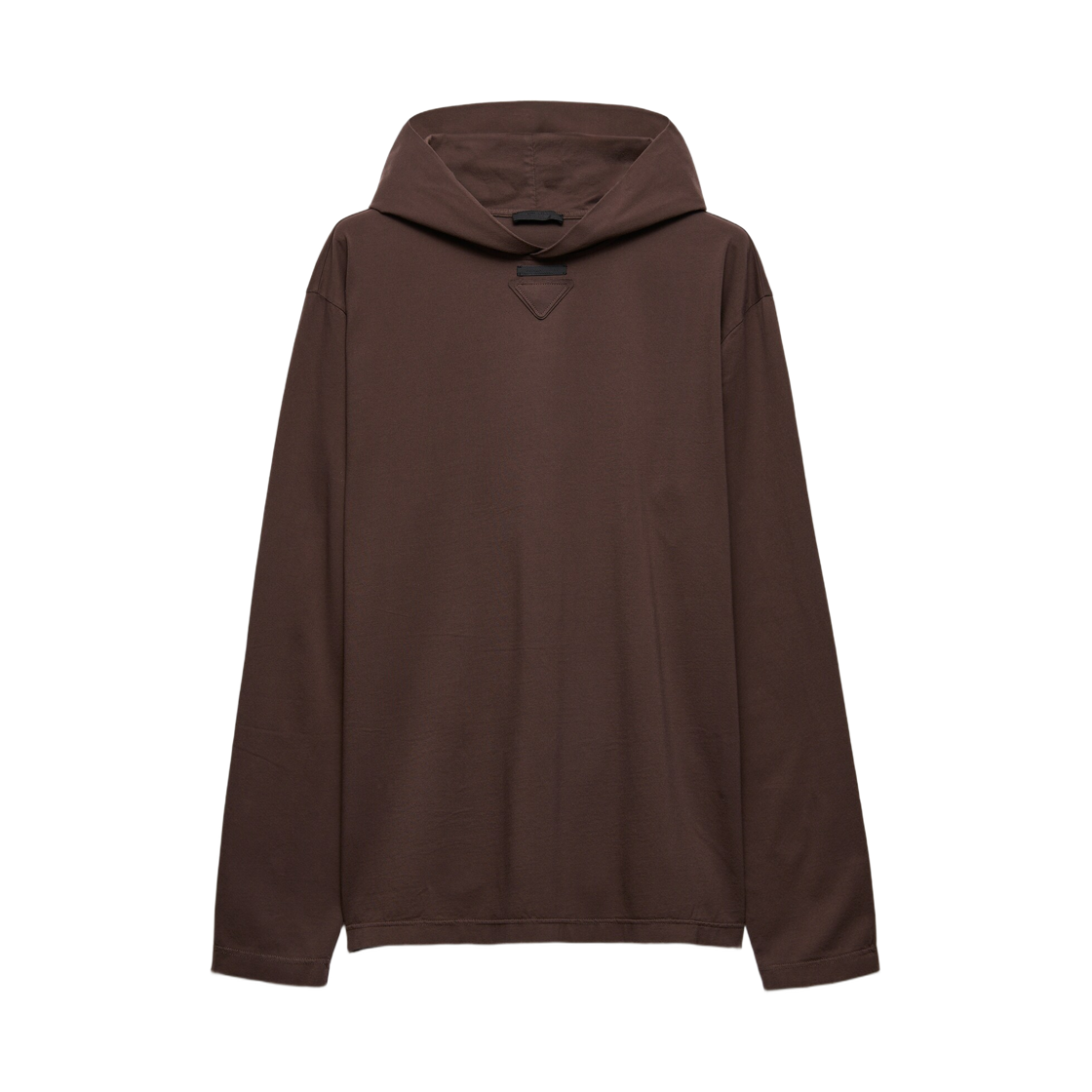 프라다 롱슬리브 코튼 후드 티셔츠 코코아 브라운(Prada Long Sleeve Cotton Hoodie T-Shirt Cocoa Brown) - 1