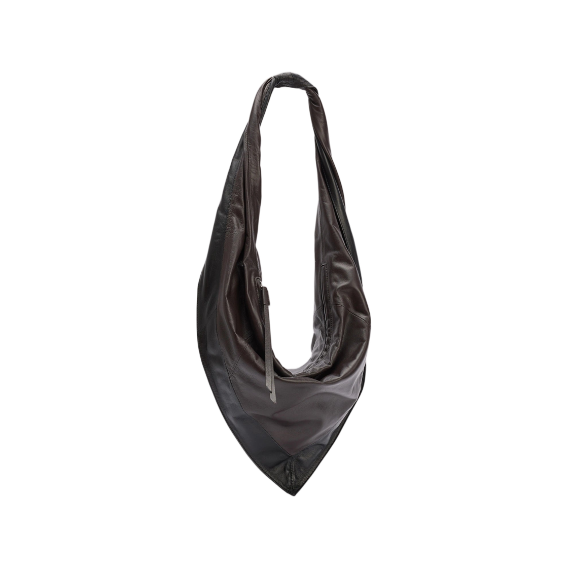 BG0188-LL0075-096 Lemaire Small Scarf Extended Handle Bag Shiny Nappa Leather Black Dark Chocolate