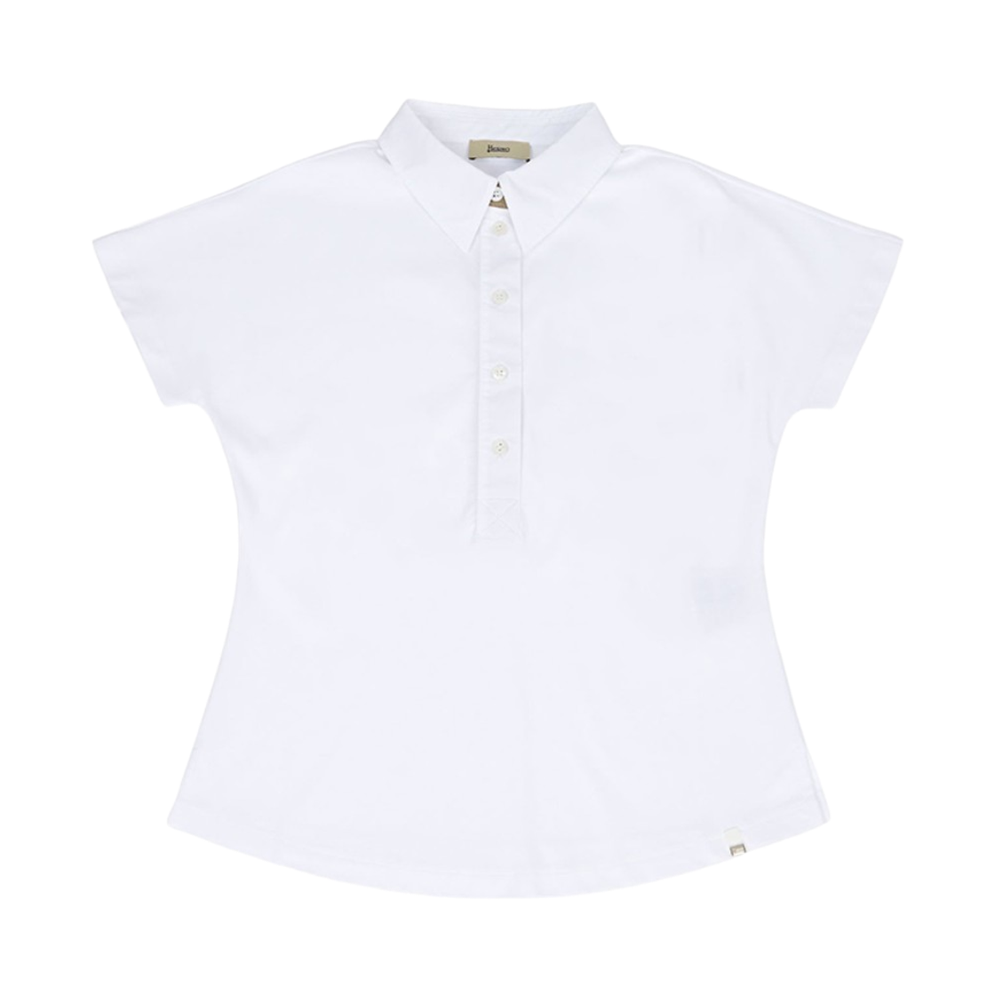 (W) 에르노 숏슬리브 카라 티셔츠 화이트((W) Herno Short Sleeve Collar T-Shirt White)