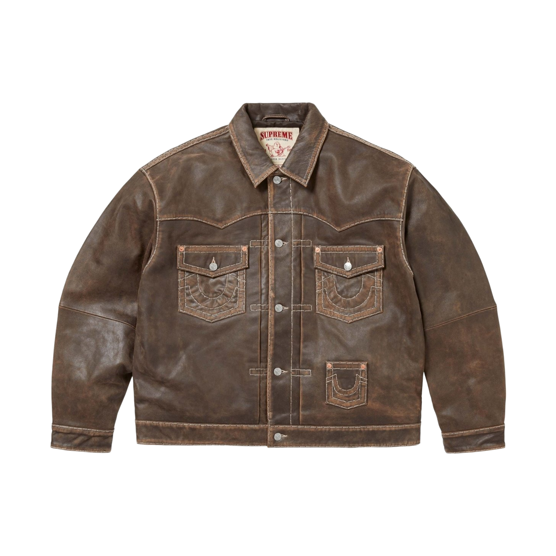 - Supreme x True Religion Leather Trucker Jacket Brown - 25FW