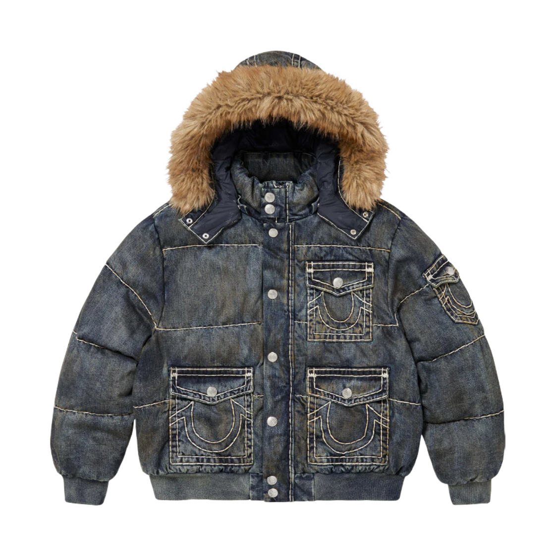 슈프림 x 트루릴리전 퍼퍼 자켓 더티 인디고 - 25FW(Supreme x True Religion Puffer Jacket Dirty Indigo - 25FW)