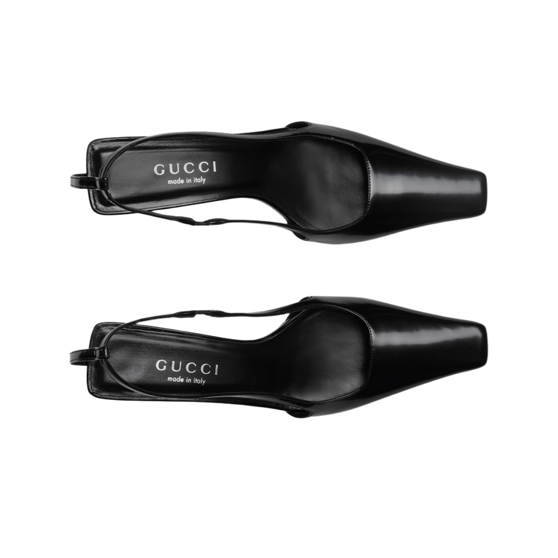(W) 구찌 슬링백 크리스탈 로고 블랙((W) Gucci Slingback with Crystal Logo Black) - 2