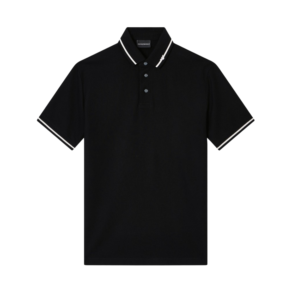 EM003003AF10497UC001 Emporio Armani Pique Polo Shirt with Micro Eagle Embroidery and Trim Black