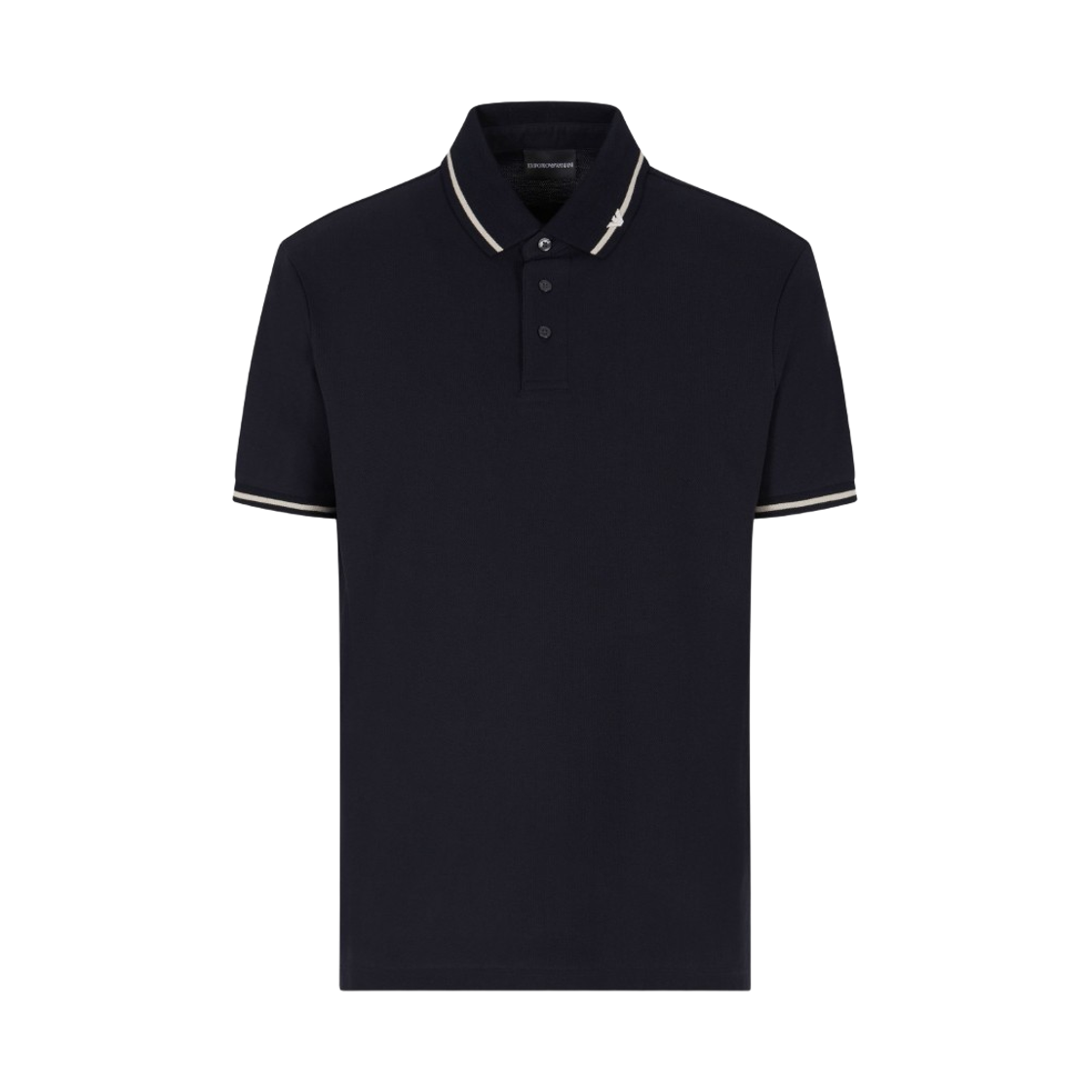EM003003AF10497UB118 Emporio Armani Pique Polo Shirt with Micro Eagle Embroidery and Trim Navy Blue