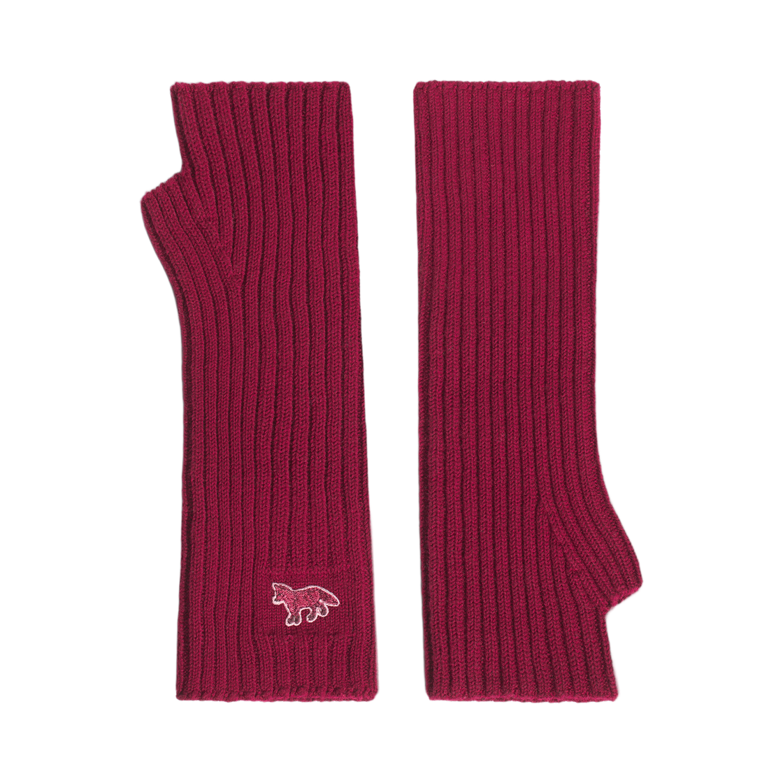 PW06300KT1211-0143 (W) Maison Kitsune Baby Fox Mittens Mahogany Red