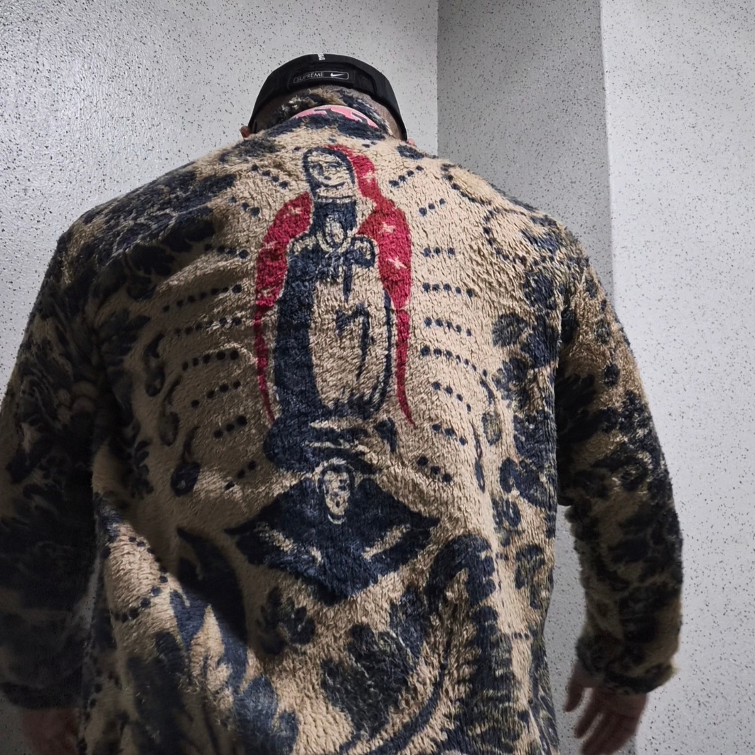 Kapital Damask Pattern Maria Fleece Zip Blouson Beige 착용 스타일 - 2