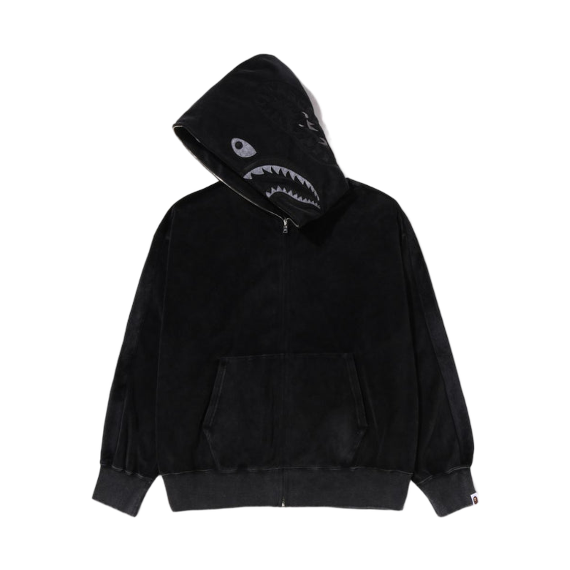 베이프 스노우 워시 샤크 릴렉스드 핏 풀 집 후드 블랙(BAPE Snow Wash Shark Relaxed Fit Full Zip Hoodie Black) - 2