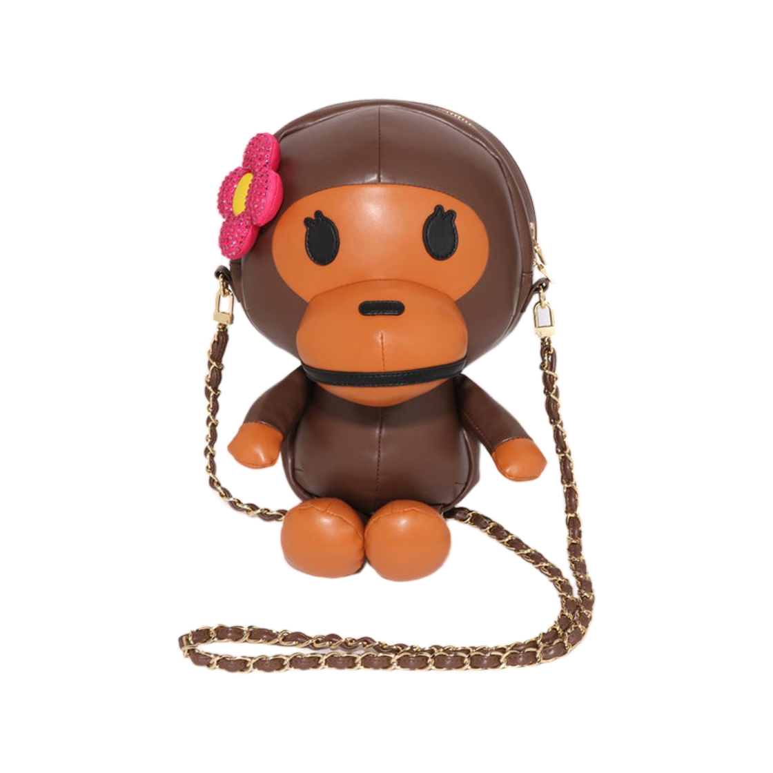 베이프 크리스탈 스톤 베이비 리사 플러시 돌 숄더백 브라운(BAPE Crystal Stone Baby Lisa Plush Doll Shoulder Bag Brown) - 1