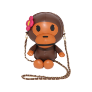 BAPE Crystal Stone Baby Lisa Plush Doll Shoulder Bag Brown