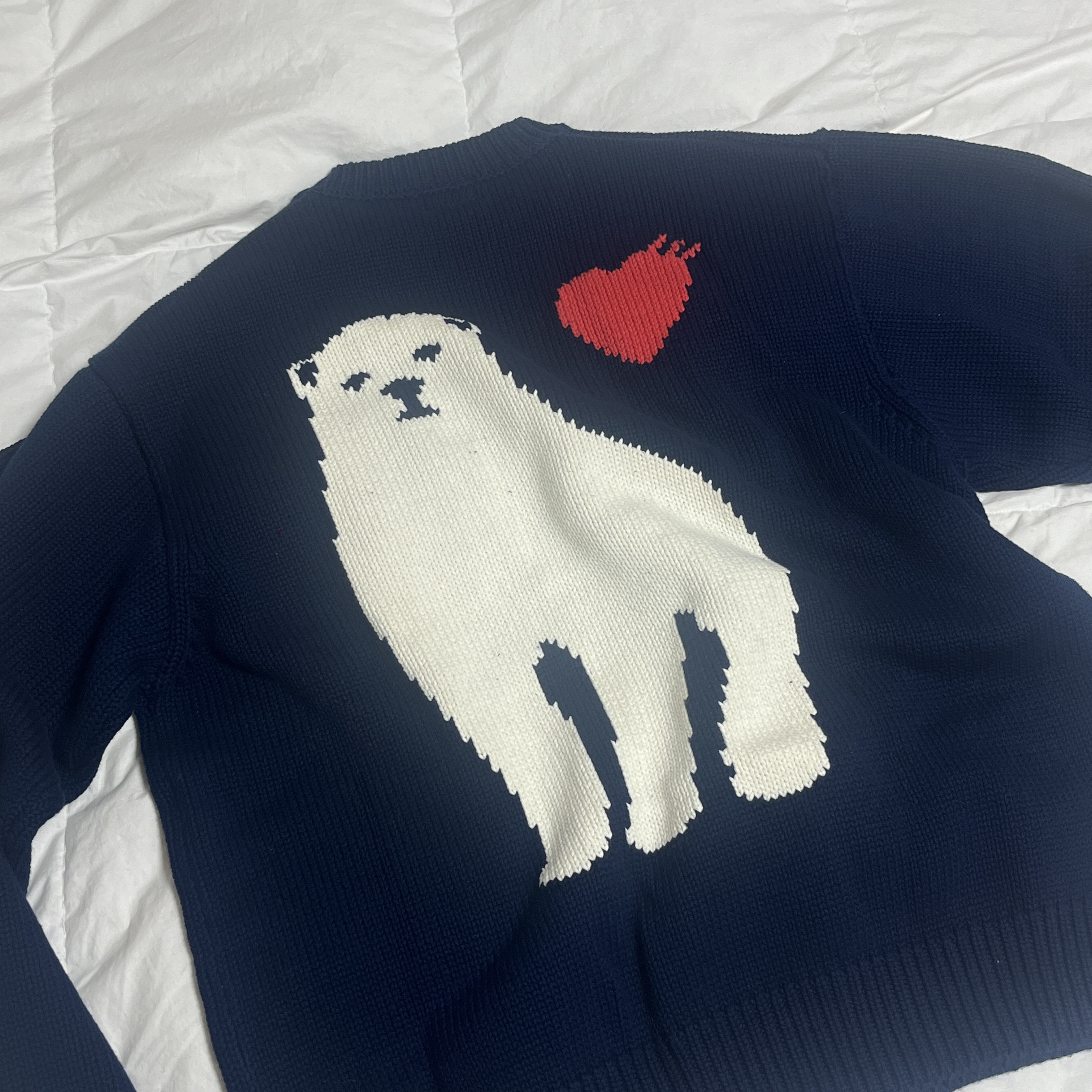 Human Made Low Gauge Knit Sweater Navy 착용 스타일 - 2