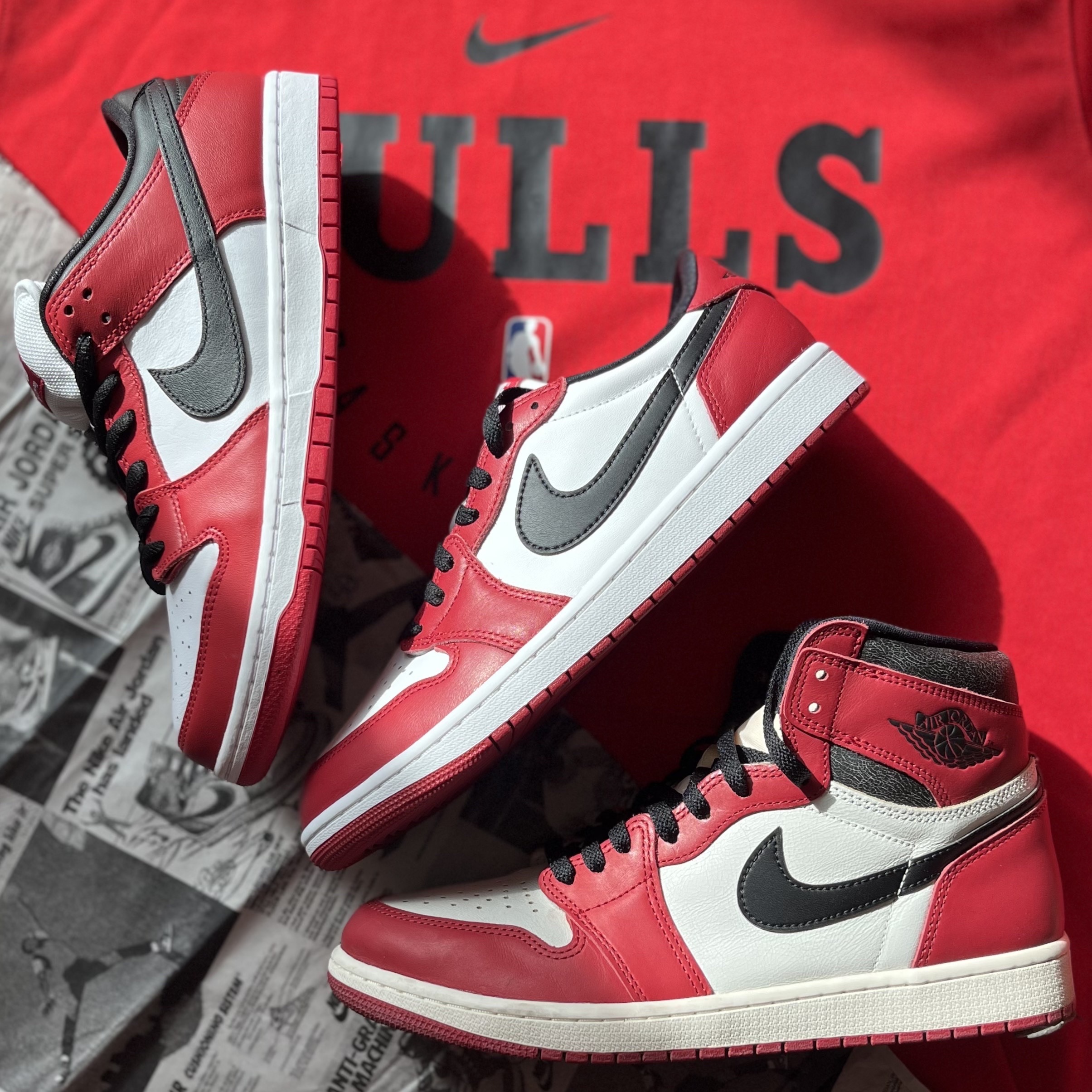 Jordan 1 Retro Low OG Chicago, Jordan 1 Retro High OG Chicago 2022 착용 스타일 - 1