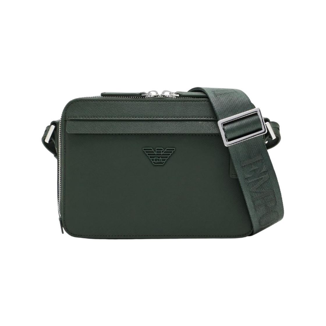 EM001186AF13805U7238 Emporio Armani ASV Regenerated Saffiano Leather Mini Camera Bag with Eagle Plate Green