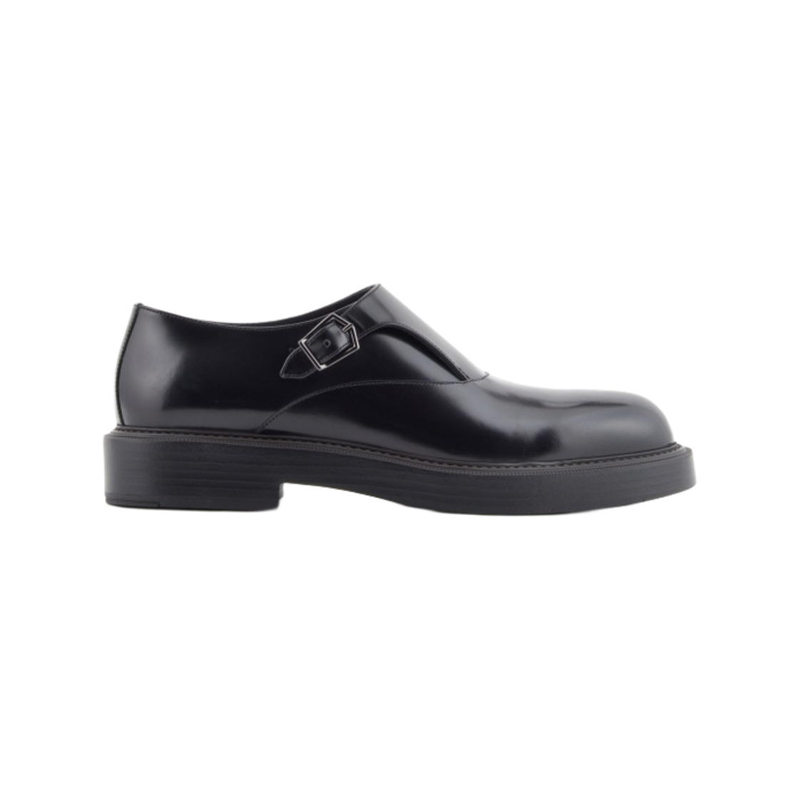 EM003726AF18801UC001 Emporio Armani Brushed Leather Monkstraps Black