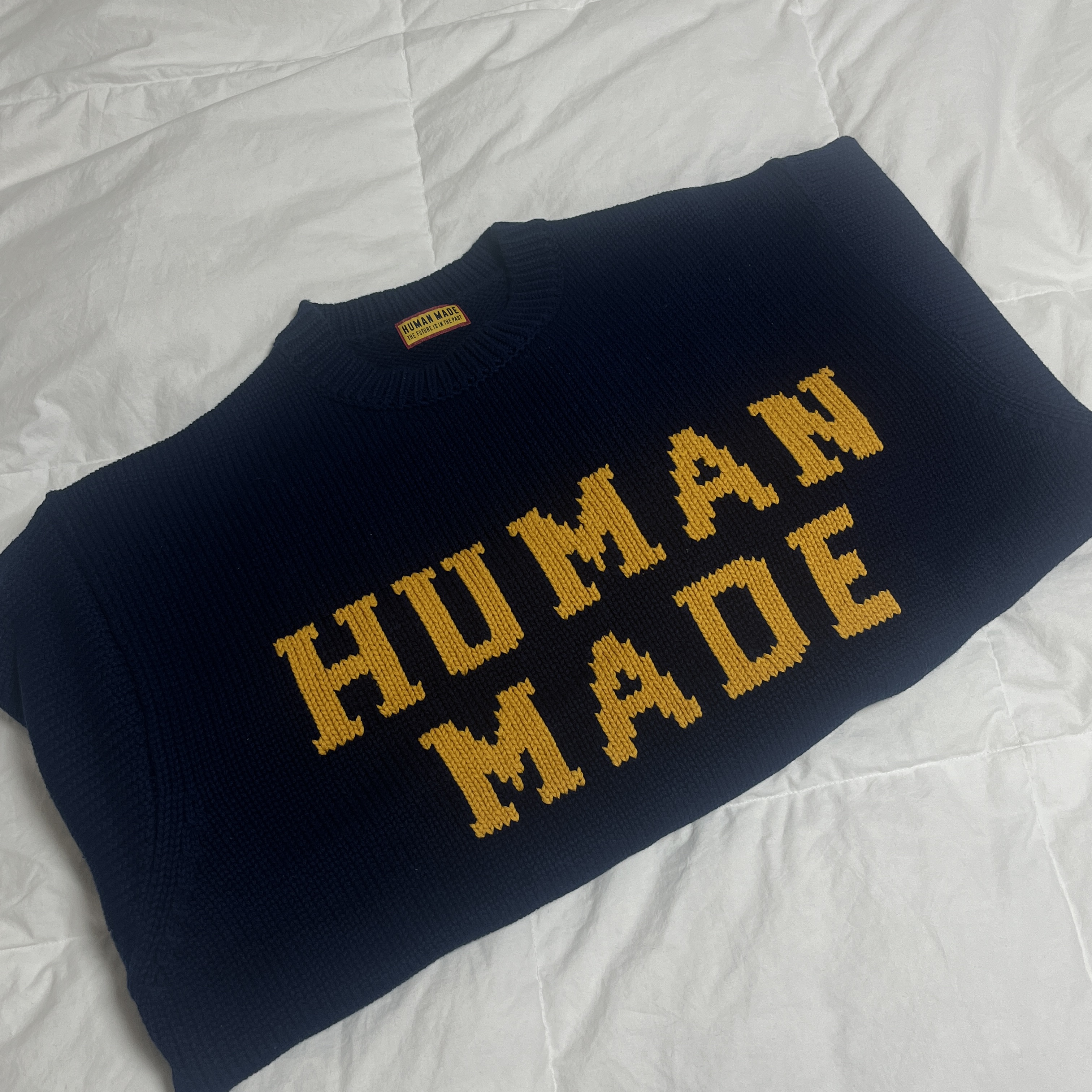 Human Made Low Gauge Knit Sweater Navy 착용 스타일 - 1