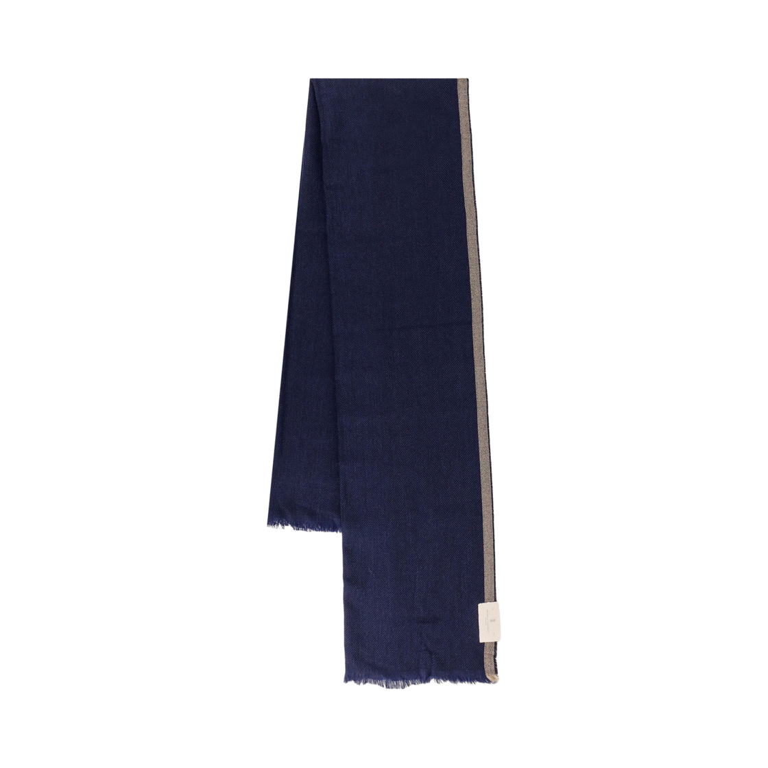 MSC665OR-CL616 Brunello Cucinelli Wool and Cashmere Diagonal Scarf with Striped Edge Blue