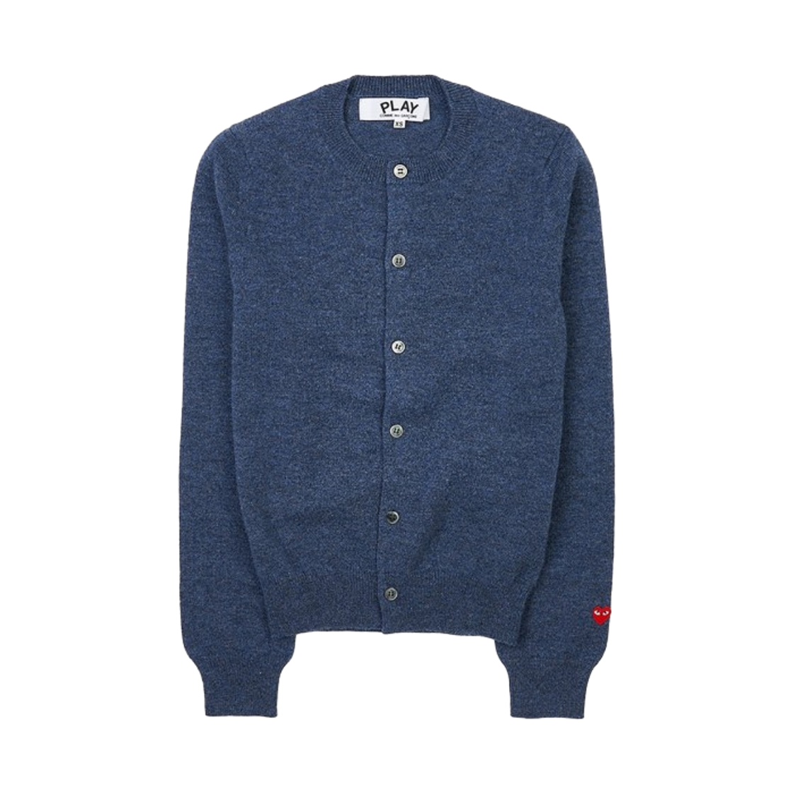 AZ-N091-051-1 (W) Play Comme des Garcons Small Red Heart On The Sleeves Cardigan Pastel Navy