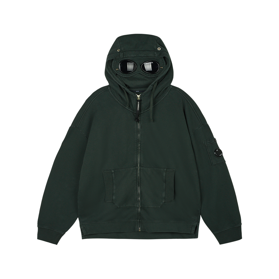 KM5DTSHCC01RG C.P. Company Brushed And Emerized Diagonal Fleece Boxy Goggle Sweatshirt Dark Shadow Grey - 25FW
