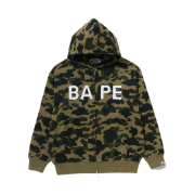 BAPE 1st Camo Bape Logo Rhinestone Relaxed Fit Full Zip Hoodie Green