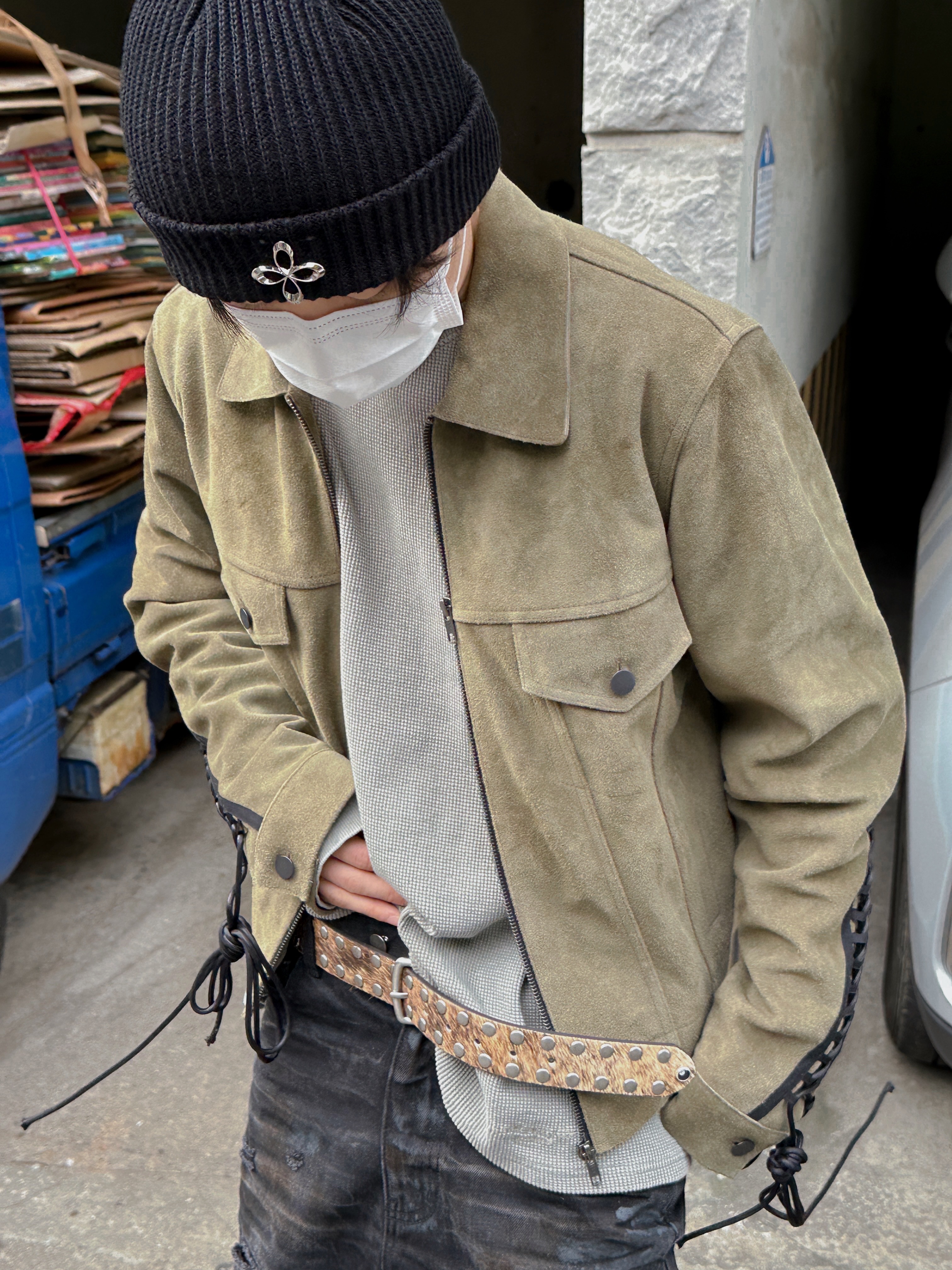 Stussy 8 Ball Studded Belt Raw Cowhide Hair, Undermycar Mu.77 Anti Fxxking Logo Play Brush Washed Thermal Long Sleeve Sand 착용 스타일 - 2