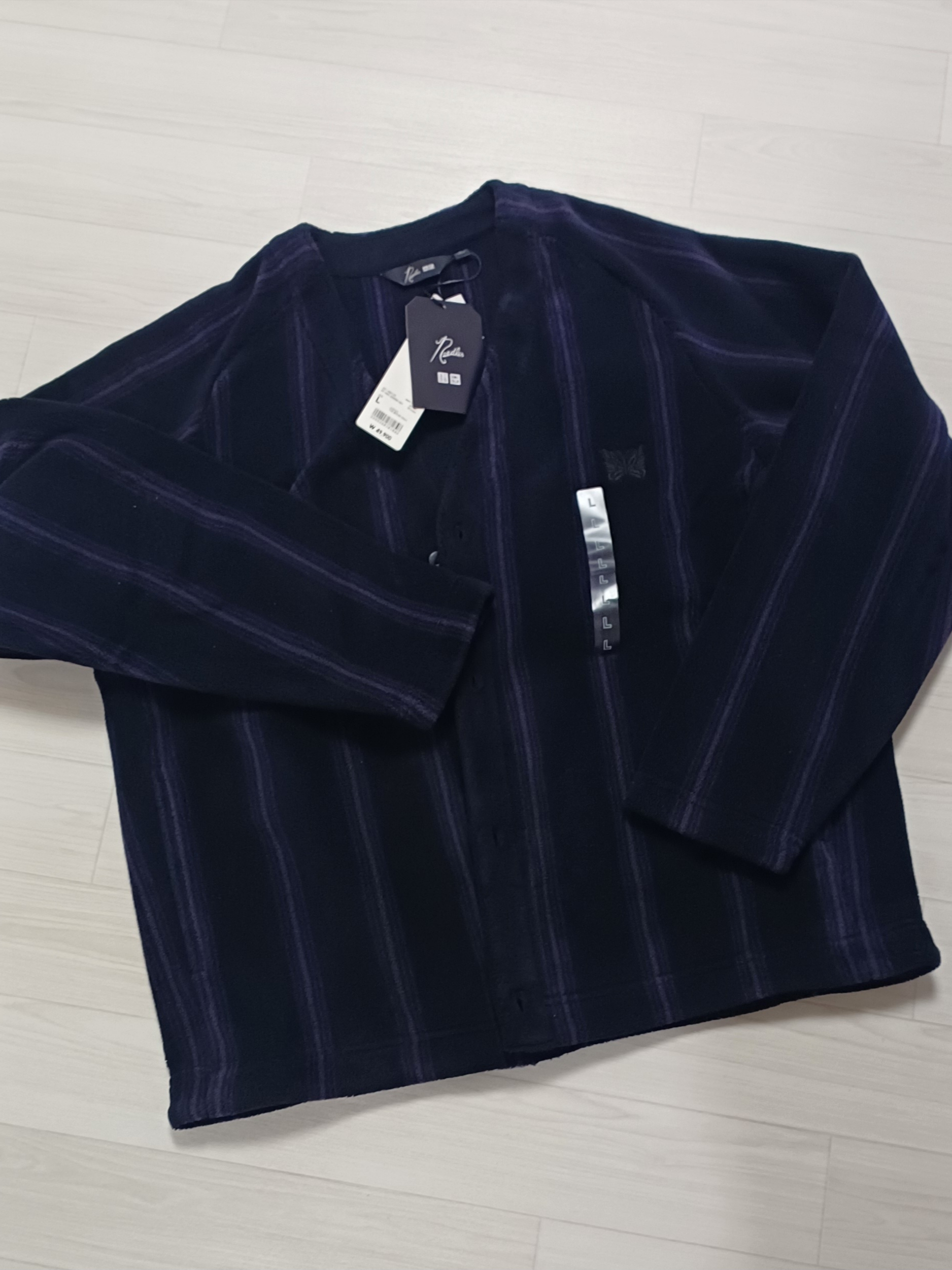 Uniqlo x Needles Fleece Oversized Cardigan Black - KR 착용 스타일
