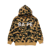 BAPE 1st Camo Bape Logo Rhinestone Relaxed Fit Full Zip Hoodie Yellow