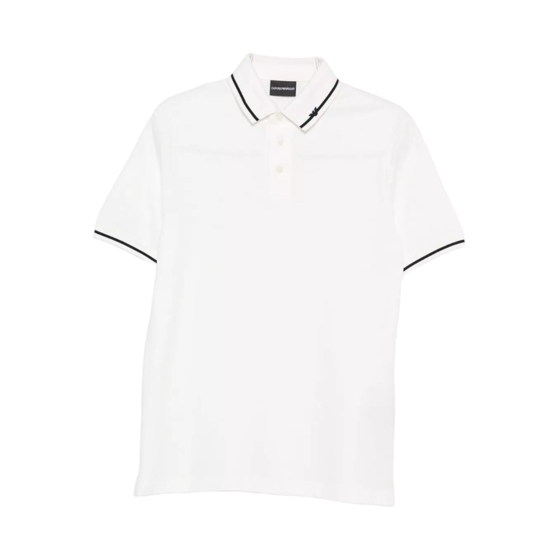 EM003003AF10497U0003 Emporio Armani Pique Polo Shirt with Micro Eagle Embroidery and Trim White