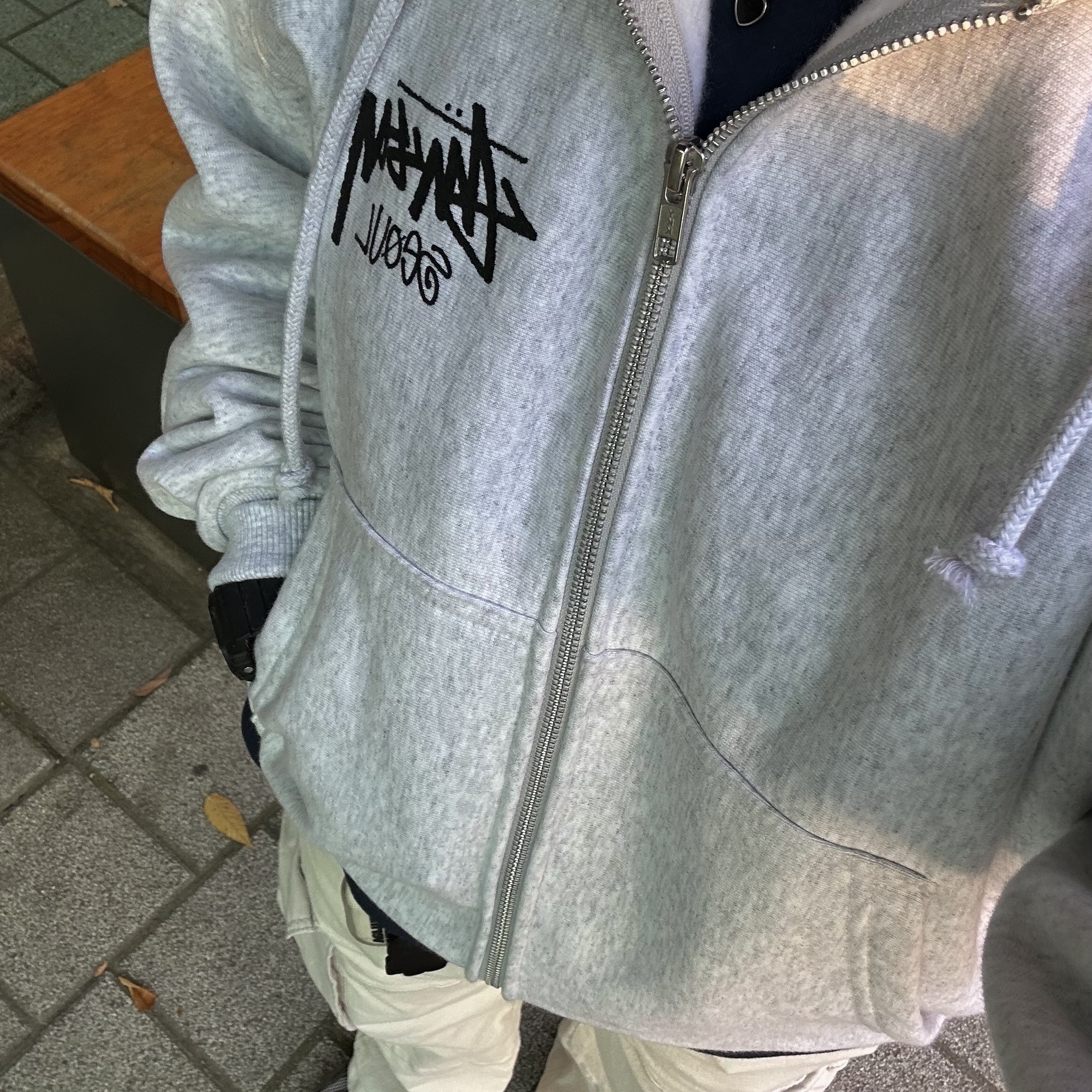 Stussy Stock Seoul Zip Hood Ash Heather 착용 스타일