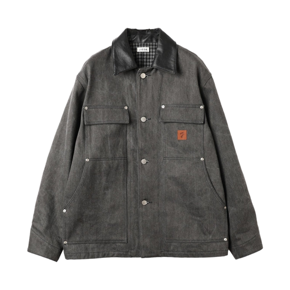 지에다 레더 칼라 페이드 커버올 블랙(Jieda Leather Collar Fade Coverall Black)