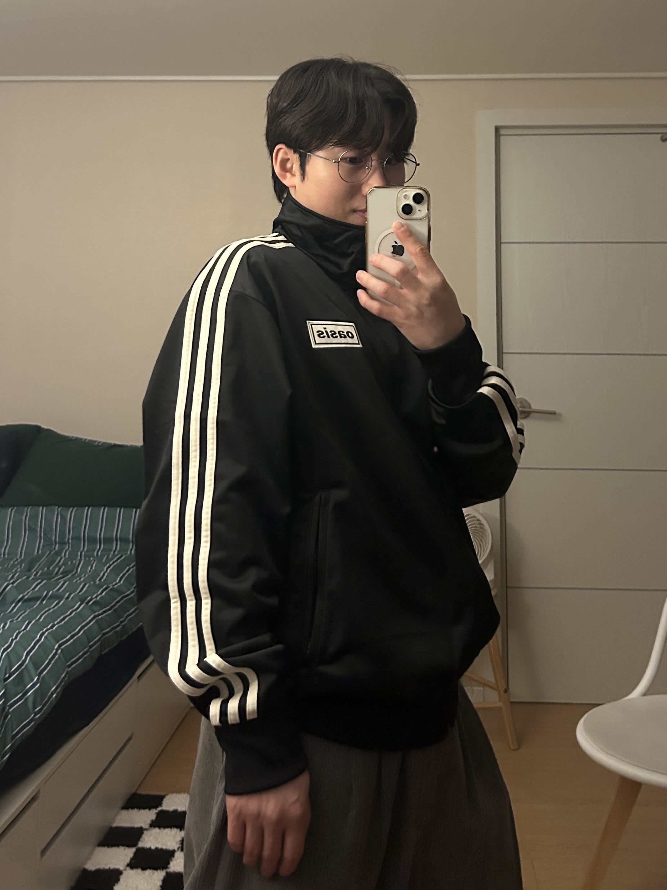 Adidas x Oasis Tour Firebird Track Top Black - KR Sizing 착용 스타일 - 2