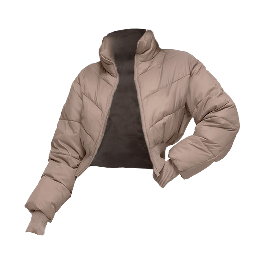 (W) 알로 요가 크롭 애트모스피어 푸퍼 차이 라떼((W) Alo Yoga Cropped Atmosphere Puffer Chai Latte)