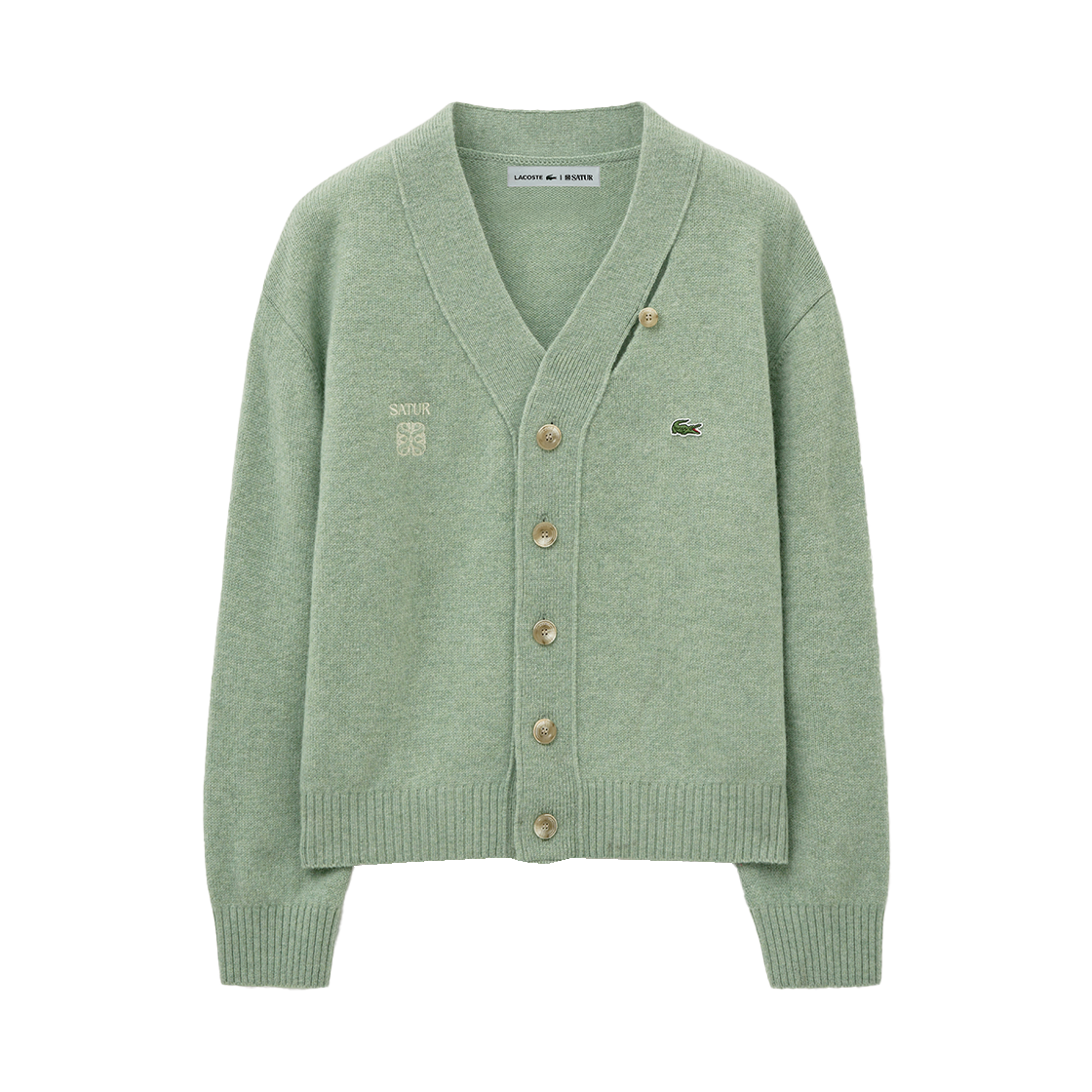 라코스테 X 세터 에센 울 니트 가디건 민트
