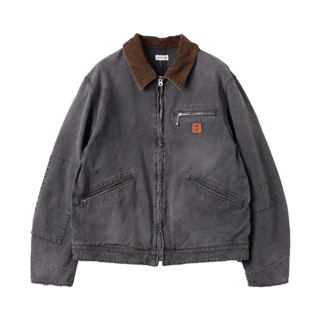 지에다 덕 대미지 집 자켓 블랙(Jieda Duck Damage Zip Jacket Black)