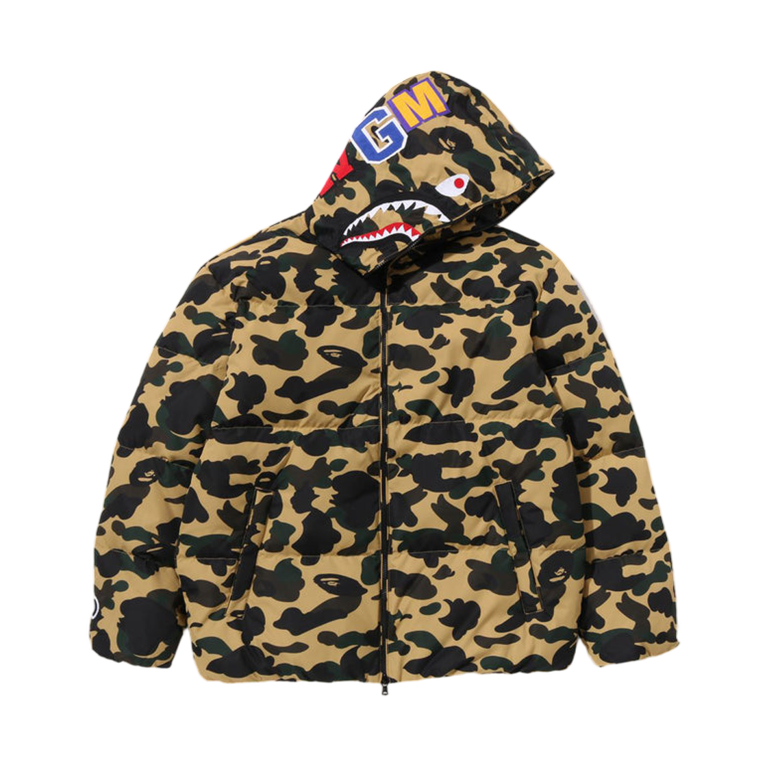 - BAPE 1st Camo Shark Down Jacket Yellow
