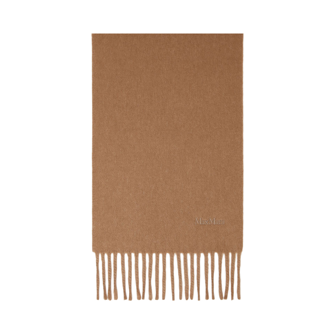 SCILLI-005 (W) Max Mara Scilli Embroidered Wool Scarf Camel