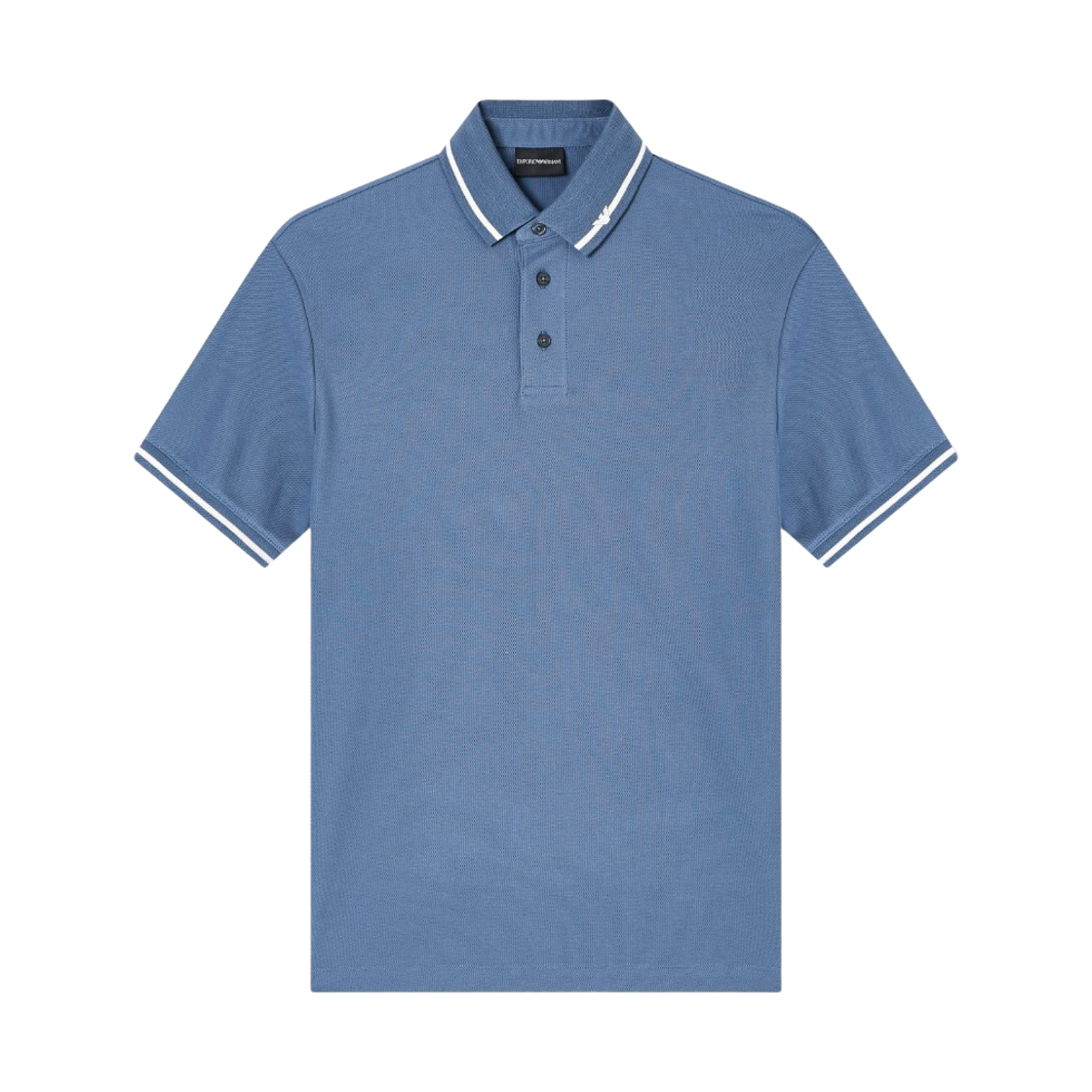 EM003003AF10497U9302 Emporio Armani Pique Polo Shirt with Micro Eagle Embroidery and Trim Light Blue