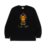 BAPE 1st Camo Milo Shark FZH L/S T-Shirt Black Yellow