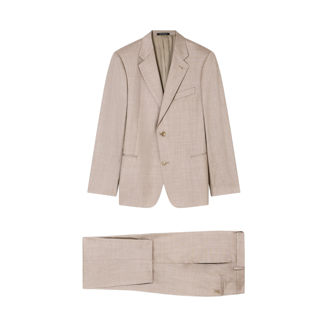 EM003753TE13594O6004 Emporio Armani Micro Jacquard Wool Silk Blend Single Breasted Suit Beige