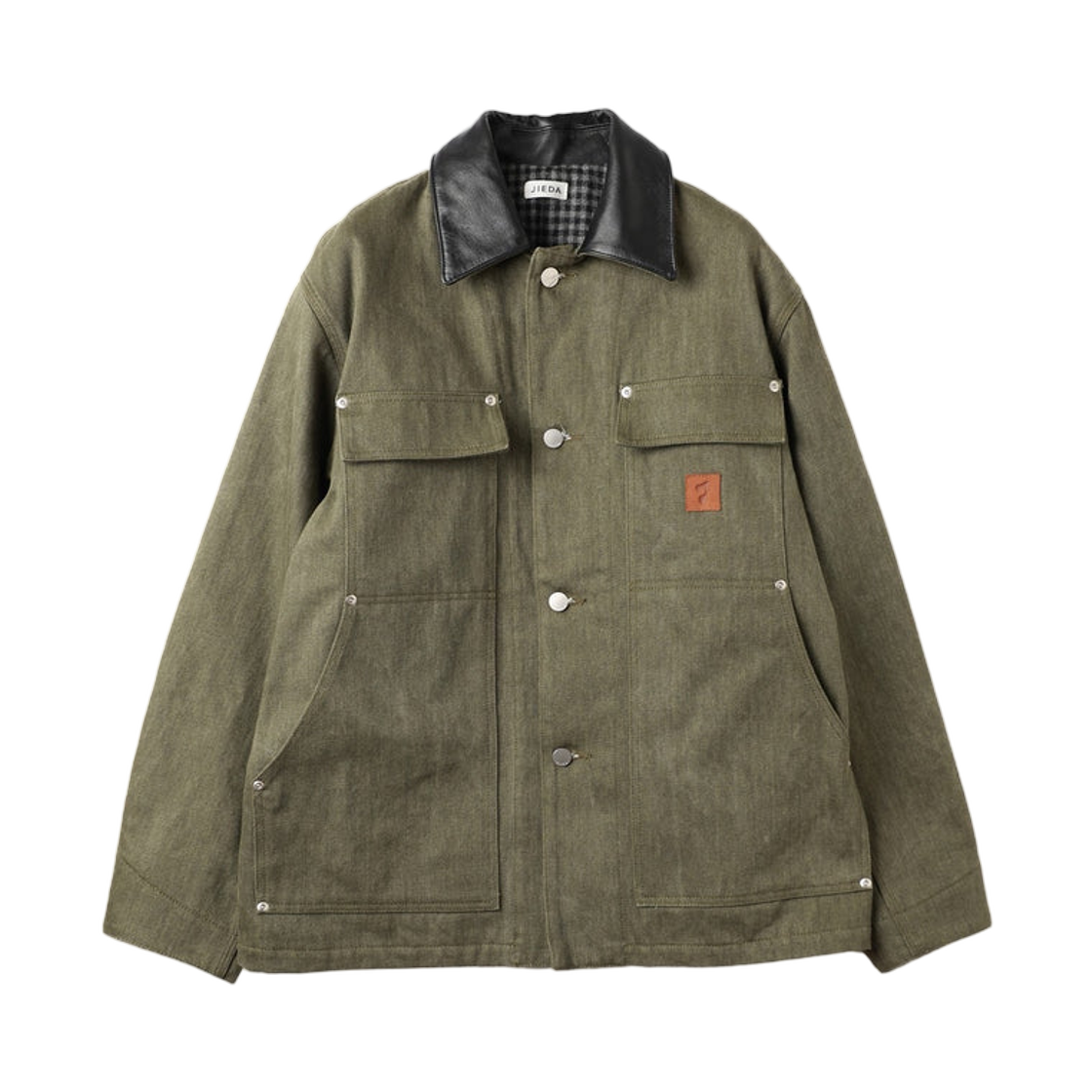 지에다 레더 칼라 페이드 커버올 카키(Jieda Leather Collar Fade Coverall Khaki)