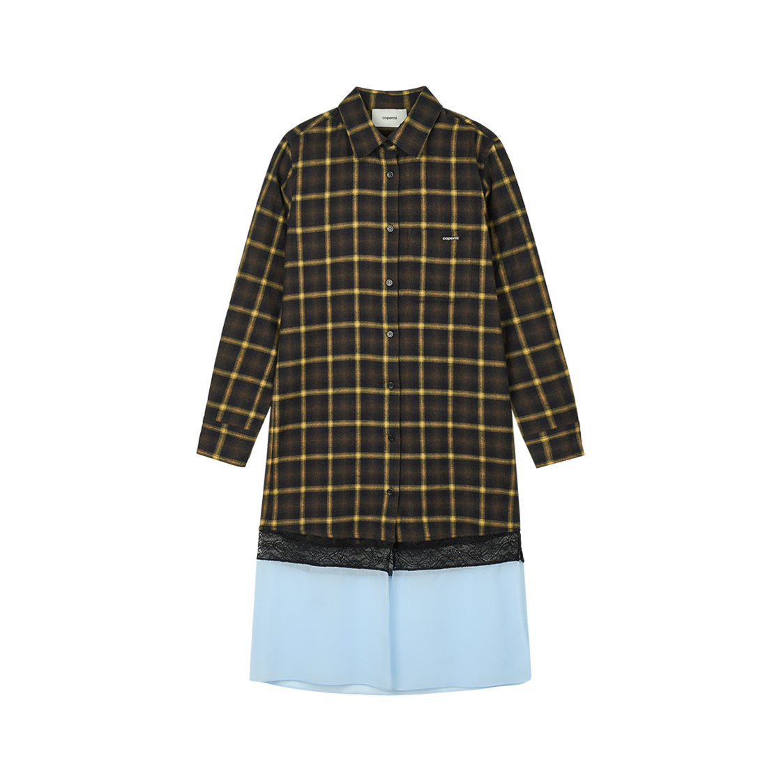 코페르니 우먼 멀티 레이어 셔츠 드레스 브라운 블루 - 25FW(Coperni Women Multi Layer Shirt Dress Brown Blue - 25FW)