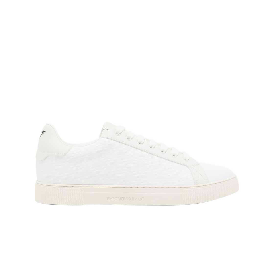 EM003843AF20003M0107 Emporio Armani All-Over Jacquard Eagle Nylon Sneakers White