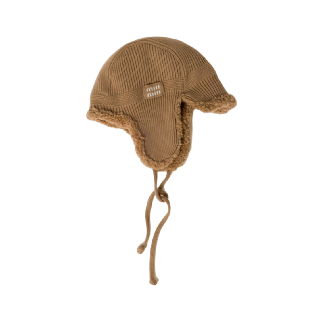 5HC386-2CSR-F0040 (W) Miu Miu Logo Motif Trooper Hat Camel Brown