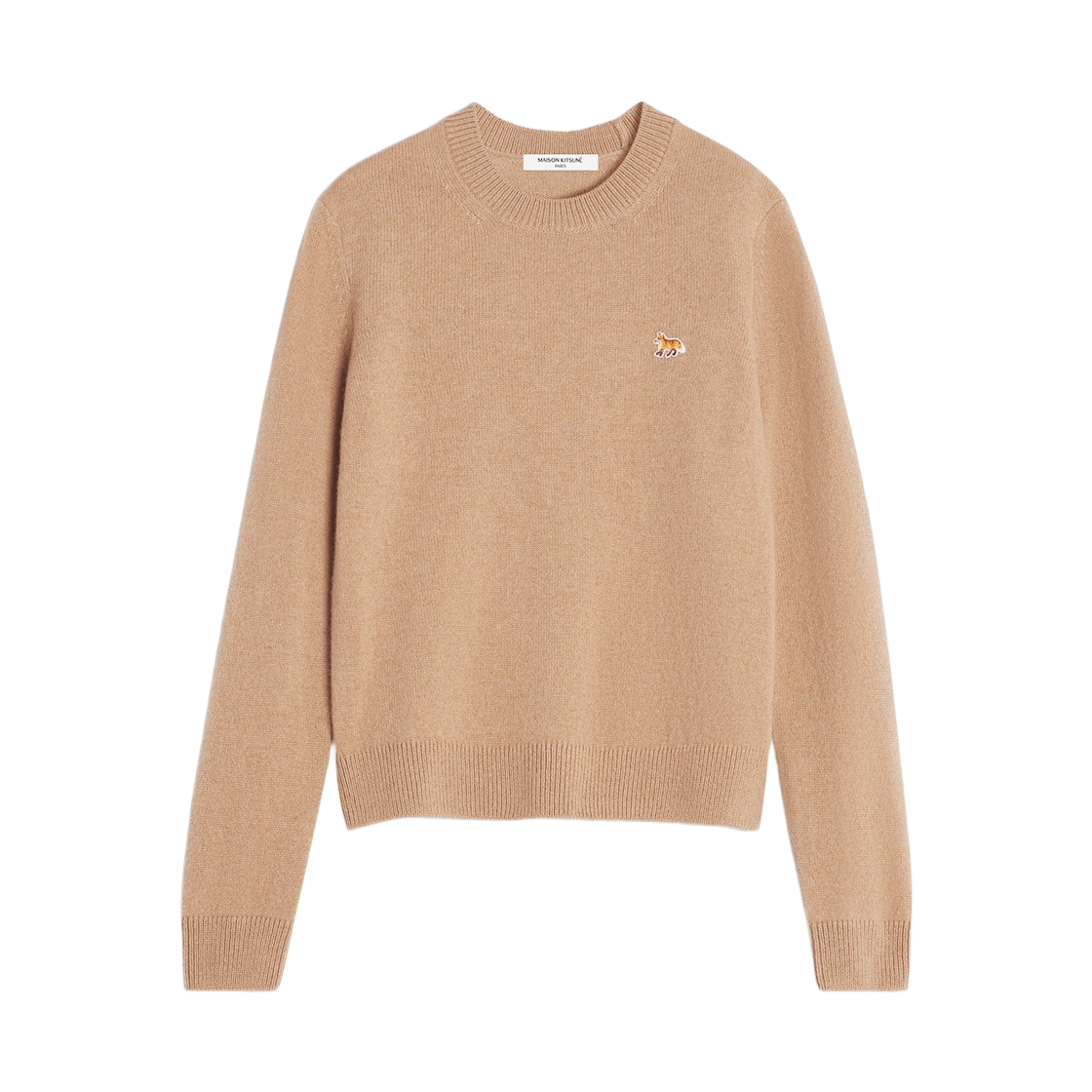 (W) 메종 키츠네 베이비 폭스 램스울 레귤러 점퍼 캔버스 브라운((W) Maison Kitsune Baby Fox Lambswool Regular Jumper Canvas Brown)