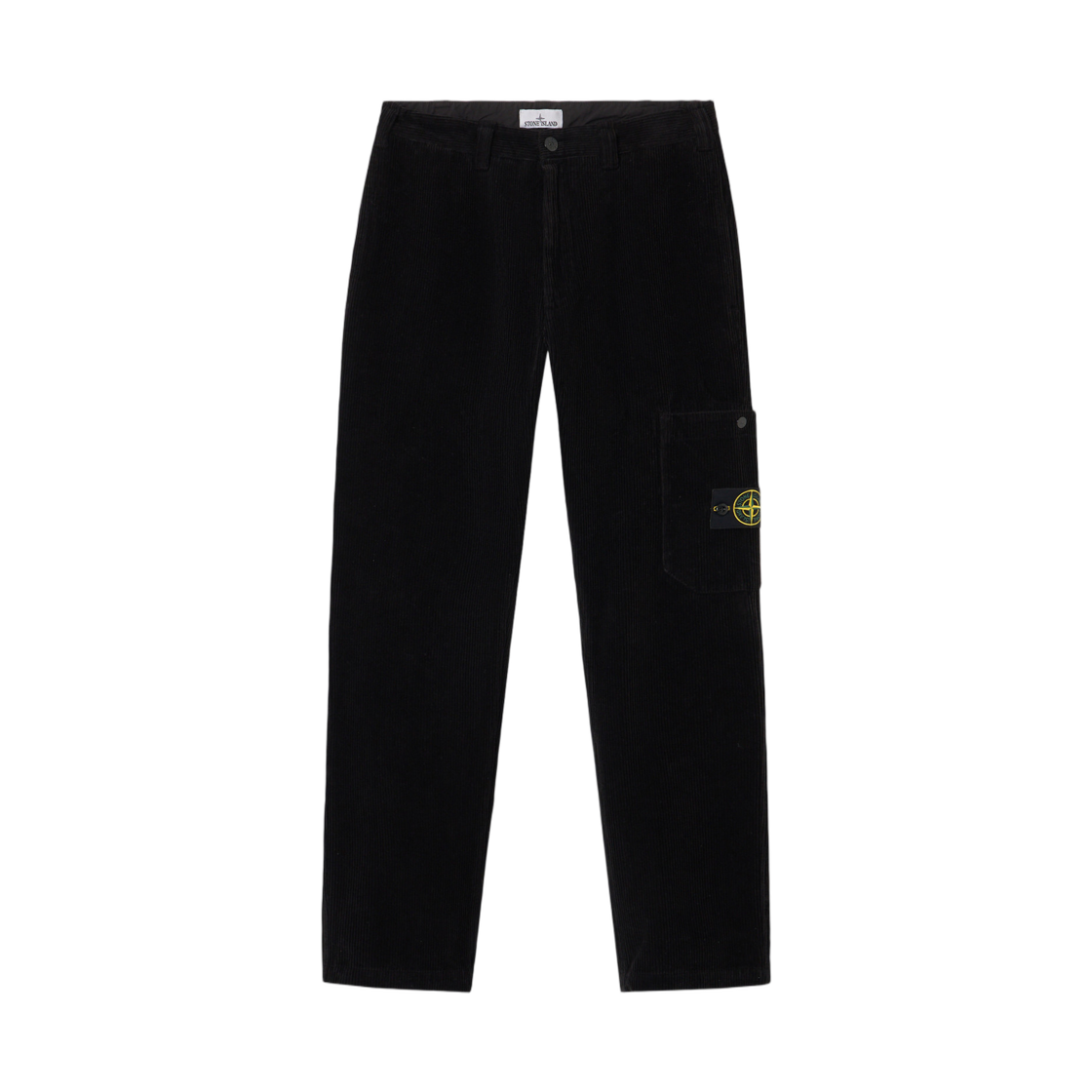 스톤 아일랜드 3100039 오가닉 코튼 코듀로이 800 레귤러 핏 트라우저 스냅-패슨드 포켓 블랙 - 25FW