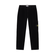 Stone Island 3100039 Organic Cotton Corduroy 800 Regular Fit Trousers with Snap-Fastened Pockets Black - 25FW