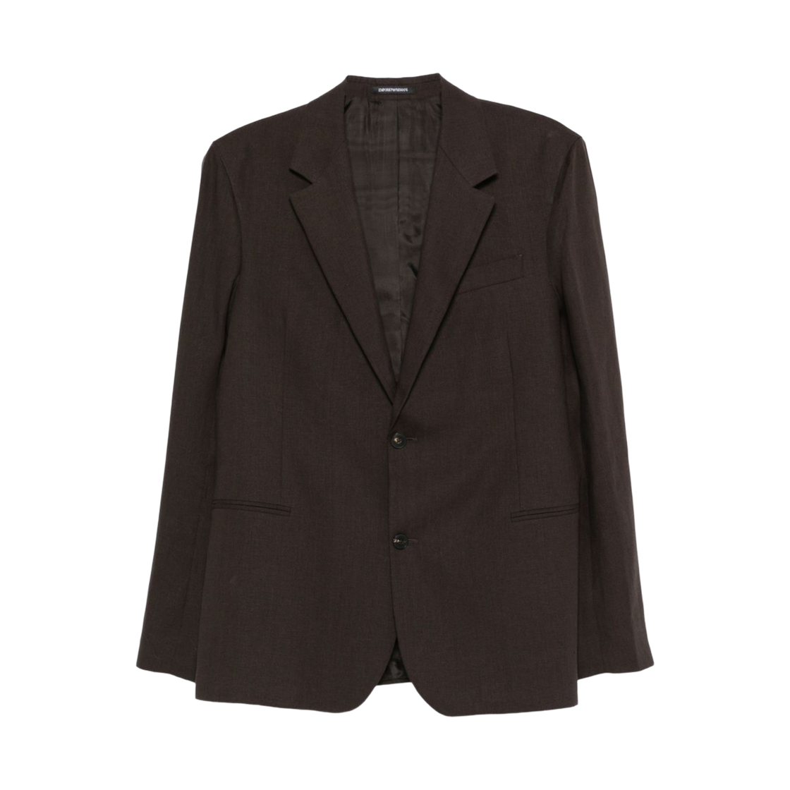 EM000477TE15992U6031 Emporio Armani Linen Single-Breasted Jacket Brown