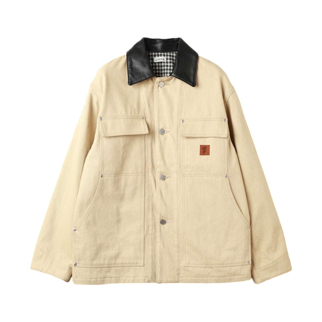 지에다 레더 칼라 페이드 커버올 베이지(Jieda Leather Collar Fade Coverall Beige)